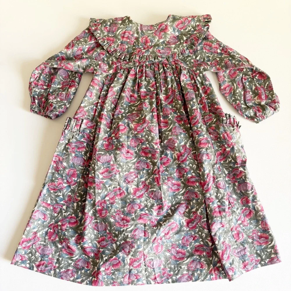 Cottontail Originals Girls Vintage Floral Cottagecore Prairie Ruffle Dress 4